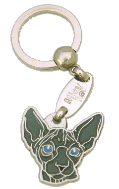 SPHYNX CAT BLUE, BLUE EYES <br> (keyring, engraving included)